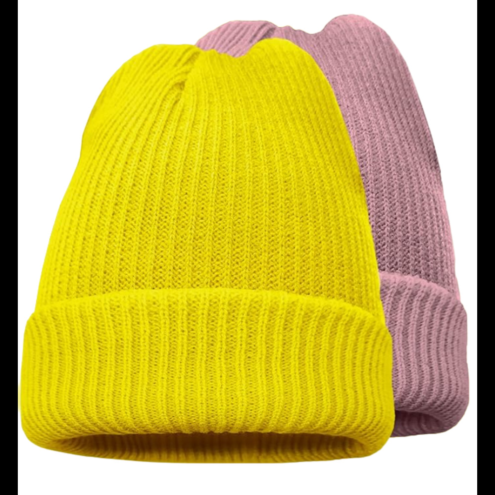 2 Pack of Beanies Yellow and Pink